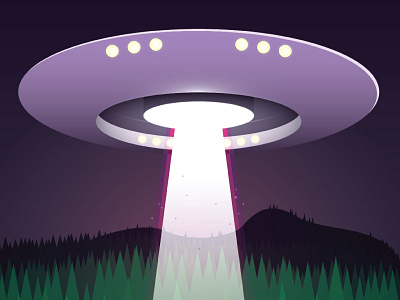 Work of the Paranormal in Progress abduction aliens color forest green illustrator landscape mountains night purple ufo vector