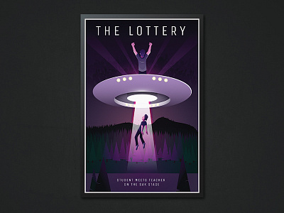 SAK Lottery Poster adobe illustrator aliens forest illustration lighting night particles poster design ufo