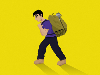 The Struggle backpack character design human illustration rocks struggle yellow