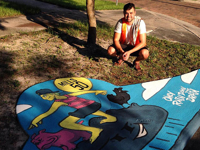 Storm Drain Art Project Complete art bulldog dog mills50 mural ocean orlando rooster street art surf tacos