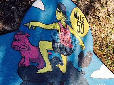 Storm Drain Art Project Closer View art bulldog dog mills50 mural ocean orlando rooster street art surf tacos