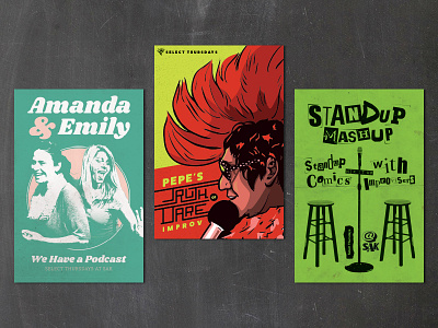New Poster Designs for SAK comedy illustration orlando poster design punk retro vector vintage