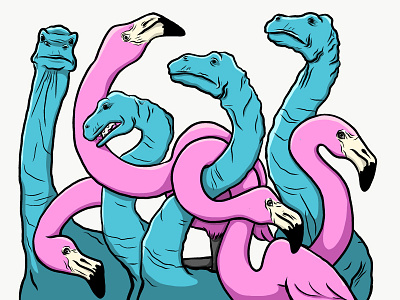 Necks of Kin animals color dinosaur flamingo illustration ipad littlefoot mills50 orlando paint procreate