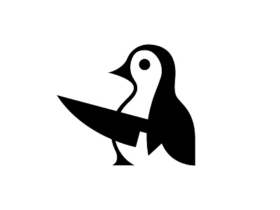 Penguin Knife Fight animals bird black and white icons logo minimalistic penguin