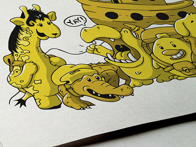 Safari Friends animal character cute design elephant illustration illustrator monkey mural yellow
