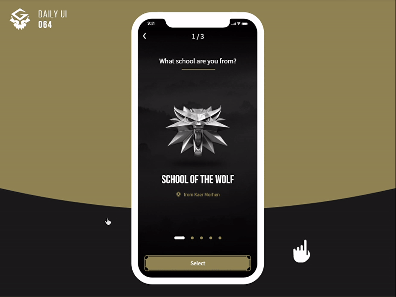 [Animated] Select User Type | #dailyui 064 app dailyui design game interface mobile the witcher ui ux witcher