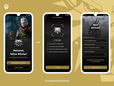 Witcher's app - Sign Up form | #CreateWithAdobeXD