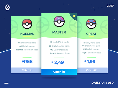 Pricing | #dailyui #030 030 daily illustrator interface plan pokemon go pricing ui web