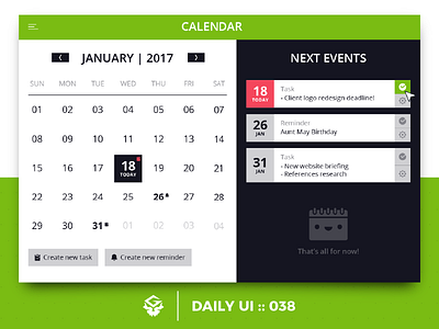 Calendar | #dailyui #038 038 calendar dailyui interface manager web