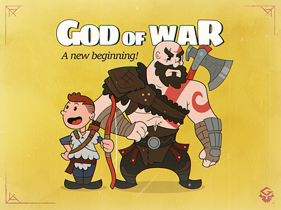 God of War - Old cartoon style 30s atreus character design god of war hero illustration kratos old cartoon playstation retro