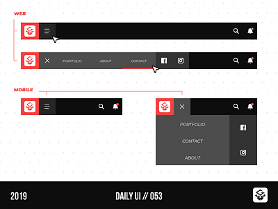 Header Navigation | #dailyui 053 app dailyui design illustrator interface mobile page ui vector web