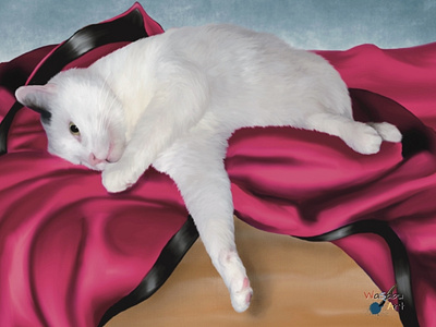 White Cat cat design illustration painting redbubble whitecat