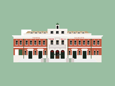 York Hall - Bethnal Greel, East London bethnal green britain building east london facade illustration illustrator london postcard vectorial york hall
