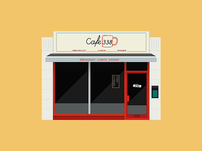 Cafe 338 - Bethnal Green, East London bethnal green britain building cafe east london facade illustration illustrator london postcard vectorial