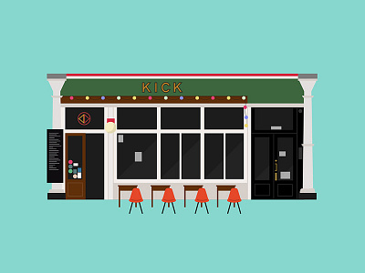 Kick Bar - Shoreditch, East London bar kick britain building east london facade illustration illustrator kick bar london pub shoreditch vectorial