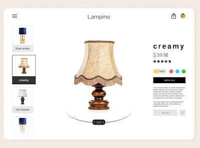 Lampino product page | Lamp and lighting online shop furniture graphic design online shop ui ux website