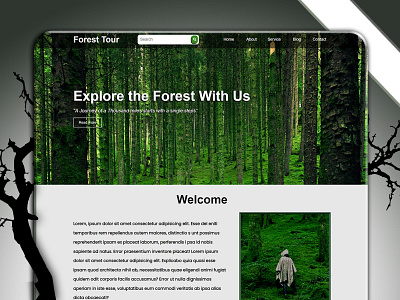 UI of a Forest Tourism Website made with html and css branding css design designer forest green green color html theme tourism travel ui ux web web design web dev webpage website website design world tour