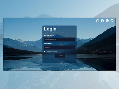 A Glass morphic Login Section created by HTML and CSS branding css design designer glass glassmorphic glassmorphism hills html login login page mountains theme tour ui ux web web designer web dev website