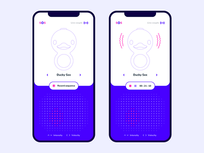 Sex Toy app appdesign control couple design designinspiration dribbble duck live mobile peru record remote control sequence sextoy ui uiinspiration userinterface ux vibration