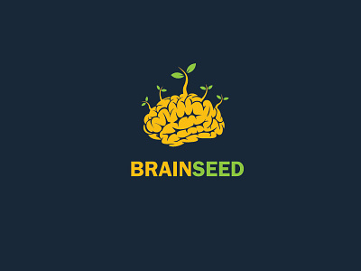 Brainseed brain clever idea logo mark plant seed simple
