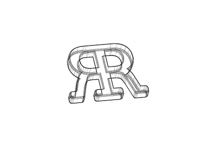 RR letter logo mark monogram wireframe