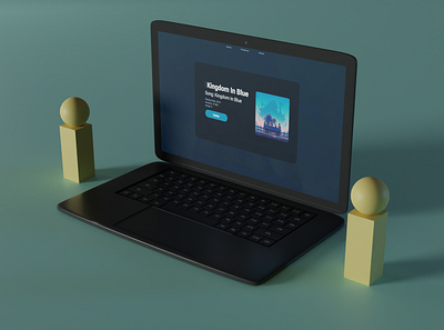 3D Laptop With Fan Page Design. 3d app design typography ui ux