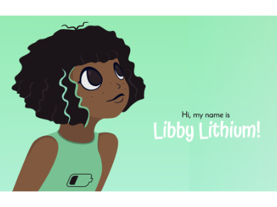 Libby Lithium- Elements Project battery character chemistry design elements girl green hannahlizsharp ixdbelfast lithium portrait vector