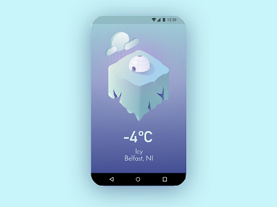 Weather App Illustration- Igloo app blue clouds cold ice igloo island isometric ixdbelfast scene snow weather