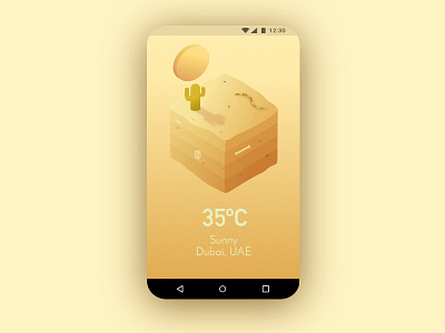 Weather App Illustration- Desert app cactus desert island isometric ixdbelfast orange scene sun warm weather yellow