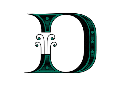 Lettering- "D" alphabet black cap caps d drop flourish green ixdbelfast lettering type typography