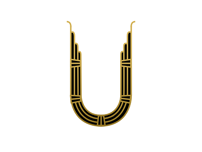 Lettering- "U" alphabet art black cap deco gold ixdbelfast lettering type typography u