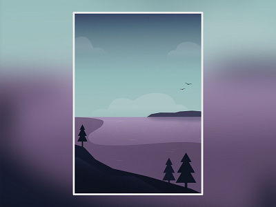 Event Poster Illustration- "Fur Trade on the Great Lakes" birds flat illustration ixdbelfast lake landscape nature purple scene trees water