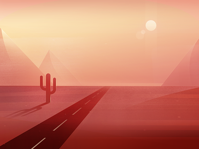 Desert Drive cactus desert hills ixdbelfast landscape light plant red road sand sky sun