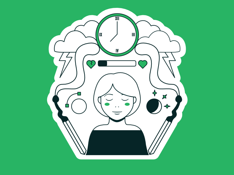Make Your Mark Kickstarter- Burnout storm kickstarter line match women time mental health burnout book design green illustration ixdbelfast