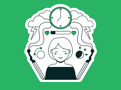 Make Your Mark Kickstarter- Burnout book burnout design green illustration ixdbelfast kickstarter line match mental health storm time women