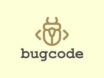 Bugcode animal bracket bug code insect line logo modern tech