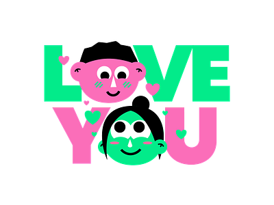 Mushy Love Sticker cartoon couple cute face faces goodtype graphic design illustrated type illustration love love you sticker stickermule type type art type design typography