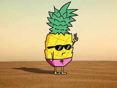 Pineapple Dude cartoon character design graphic pineapple sticker stickermule summer