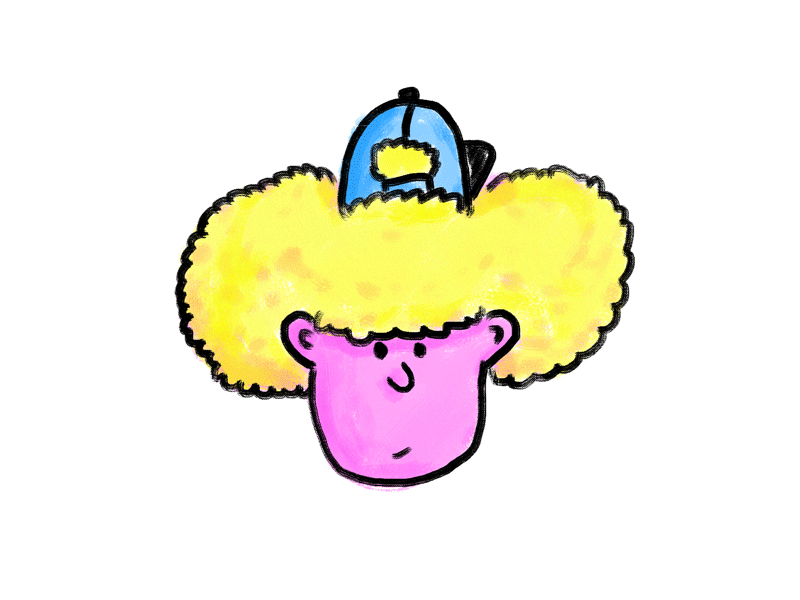 Frizzity Fro afro blonde blue cartoon cel character cyan gif magenta pink summer yellow