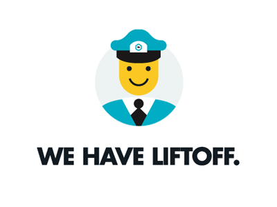 Liftoff icon illustration smile