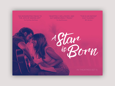 A Star is Born Landing Page - Daily UI 003 003 a star is born bradley cooper custom type daily 100 dailyui dailyui003 duotone duotones lady gaga layout movie movie poster movie type type typography
