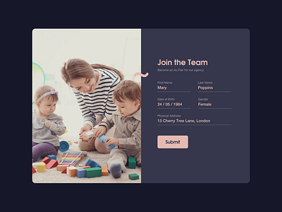 DailyUI 001 - Au pair agency sign up screen 001 agency aupair daily 100 daily ui daily ui 001 dailyui dailyui001 form design layout mary poppins nanny pastel pastel form