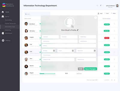 HR Information System - Edit Profile figma ui user experience ux research