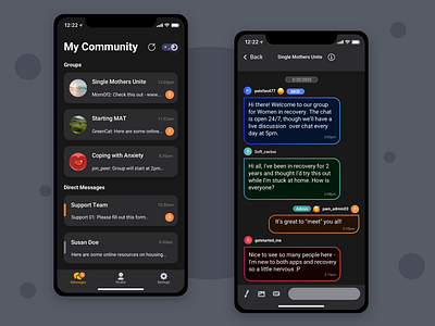 Group Chat App chat app dark mode dark theme dark ui mobile