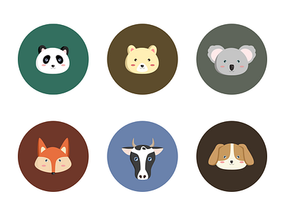 Animal Icons bear dog fox icon illustration panda