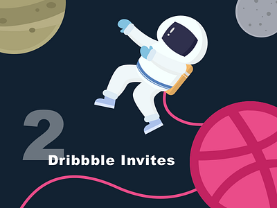 2x Dribbble Invites dribbble illustration invitation invite space