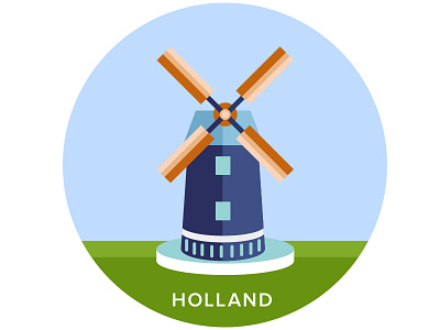 Holland windmills illustration visual design