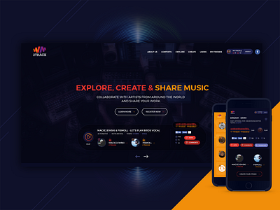 web music - create & share app clean colorful design design phone music music app music app ui music art track ui ux web design webdesign website