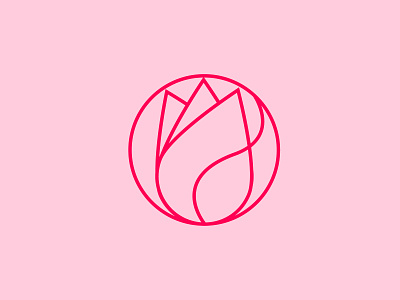 Rose brand branding circle delicate floral flower flower illustration geometric icon identity illustration linework logo logotype outline pink round shape simple vector