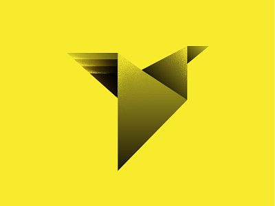 Paper bird angled bird black brand branding geometric gradient icon identity logo logotype monochrome origami triangles vector yellow